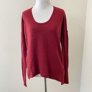 Helmut Womens Size Small Red Deep V-Neck Angora Rabbit Cashmere Wool Sweater
